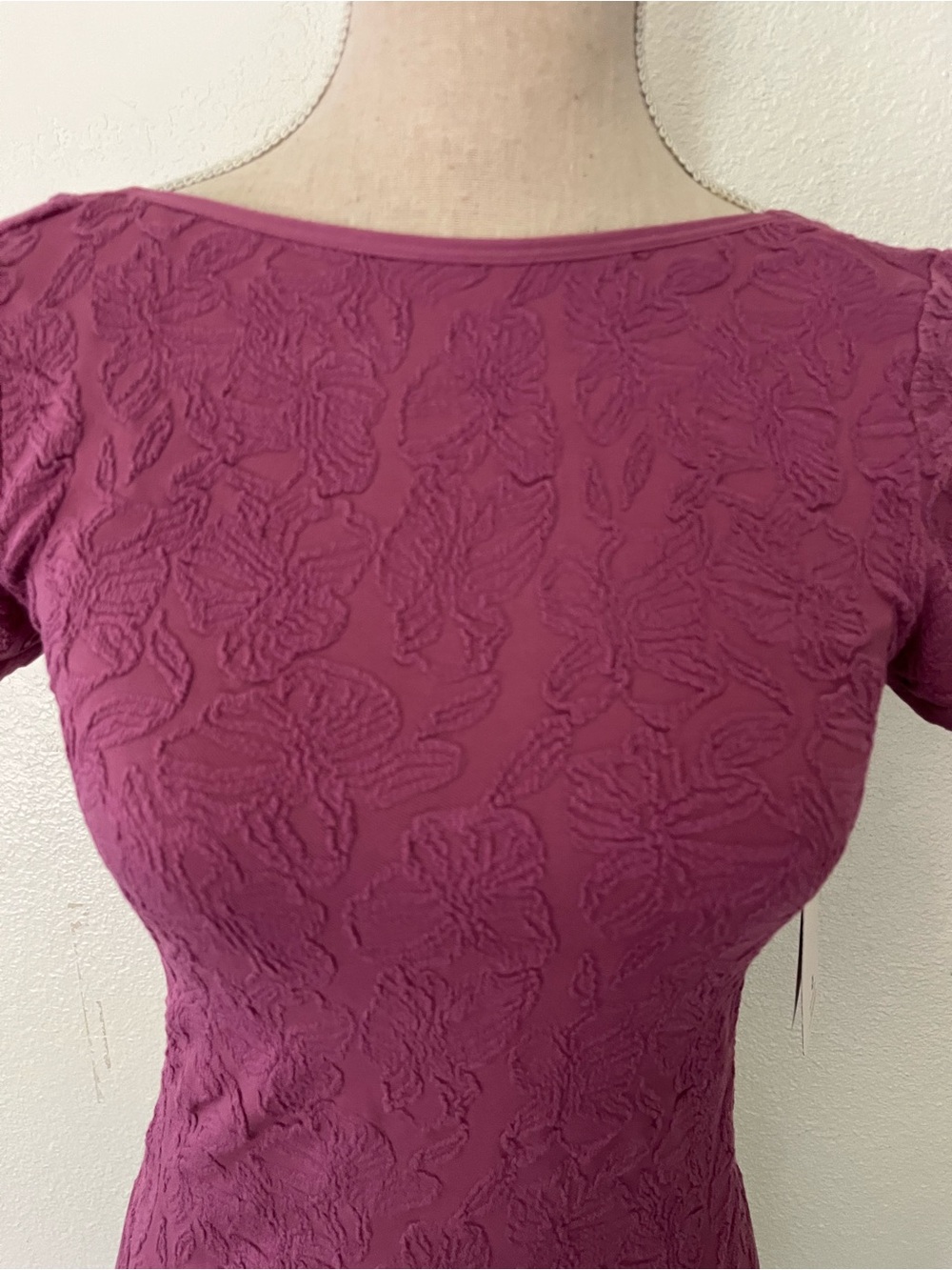 Pink Republic Short Sleeve Textured Top - Raspberry Pink - Picture 3 of 5